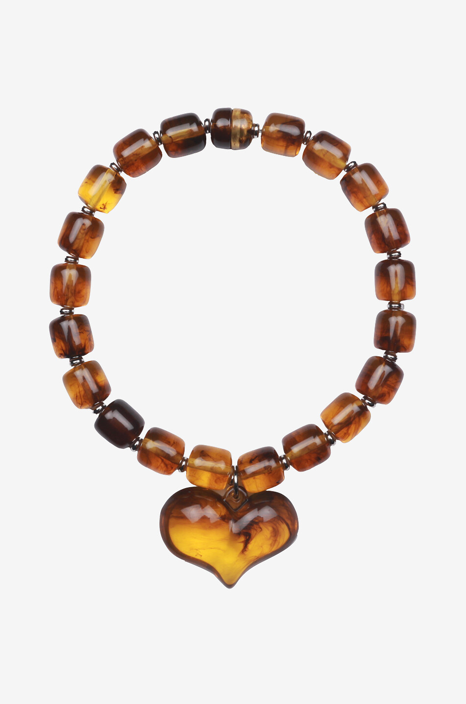 JULIETTA Collier en perles de résine à pendentif coeur Amore Femme MARRON 1