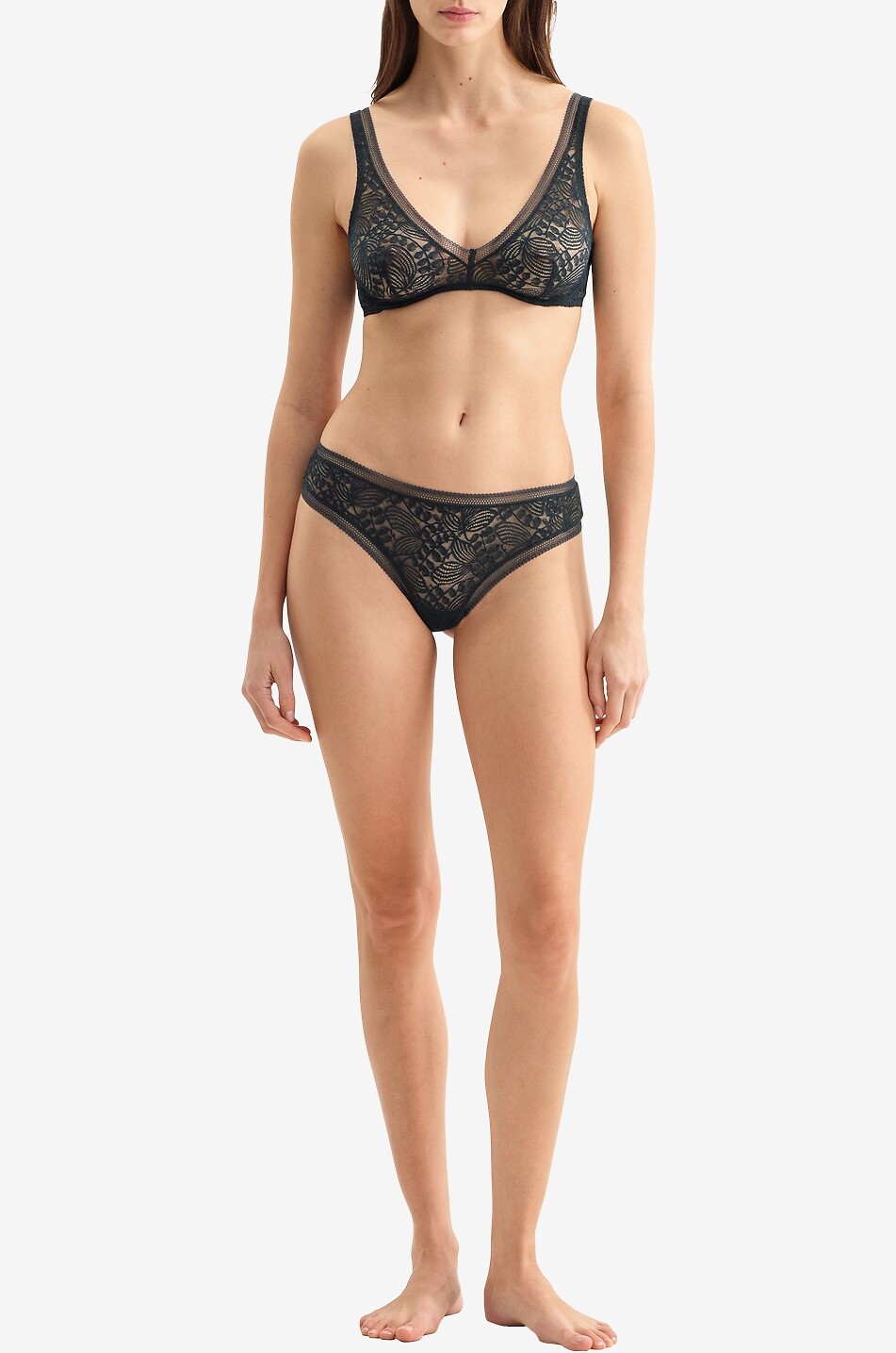 ERES Acidulée jersey and lace tanga Women BLACK 2