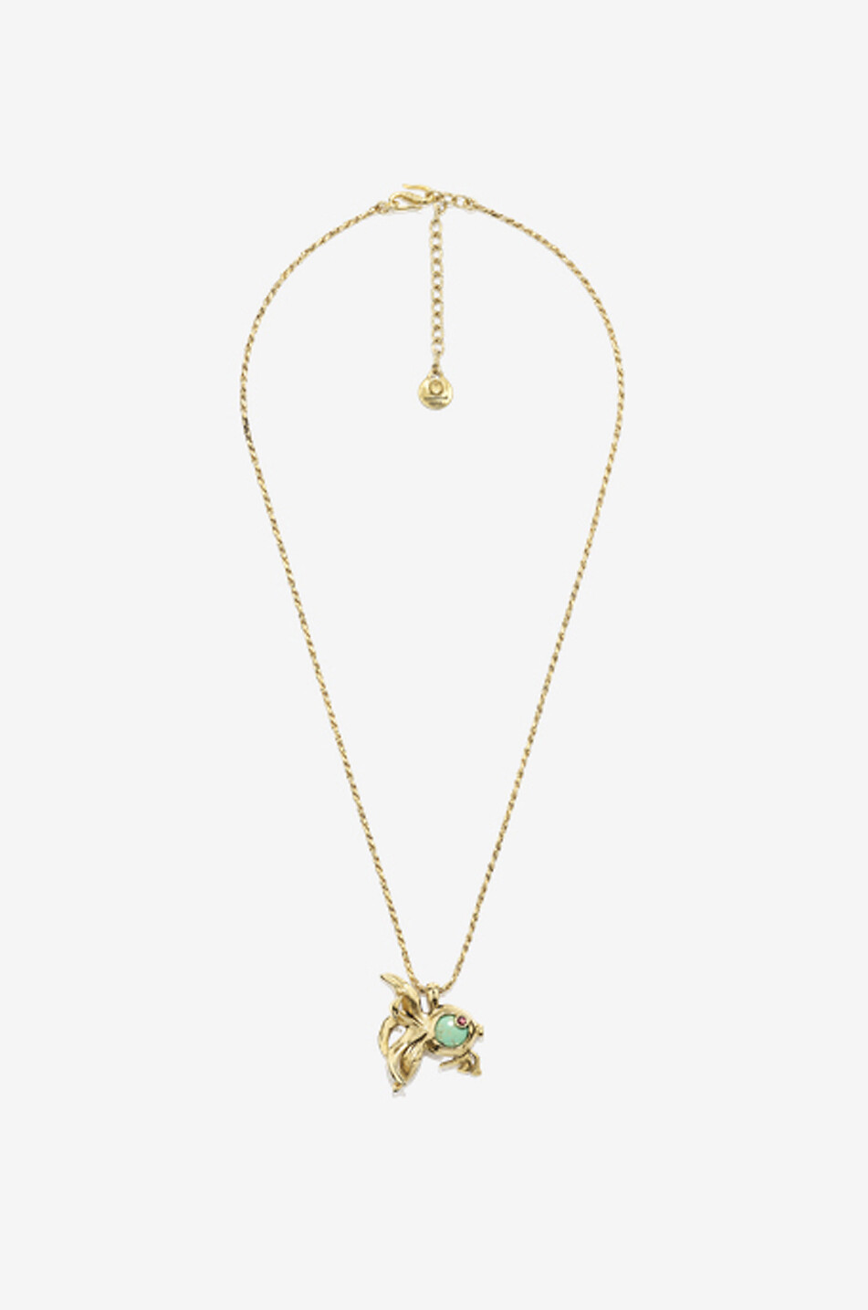 GOOSSENS PARIS Collier doré à pendentif poisson orné de turquoise et grenat Lagune Femme BLEU CLAIR 1