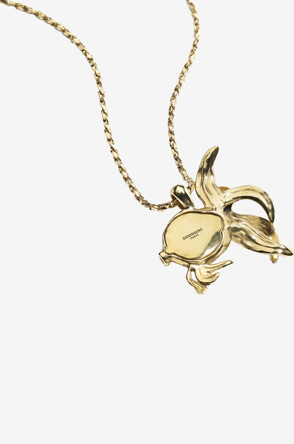 GOOSSENS PARIS Collier doré à pendentif poisson orné de turquoise et grenat Lagune Femme BLEU CLAIR 2