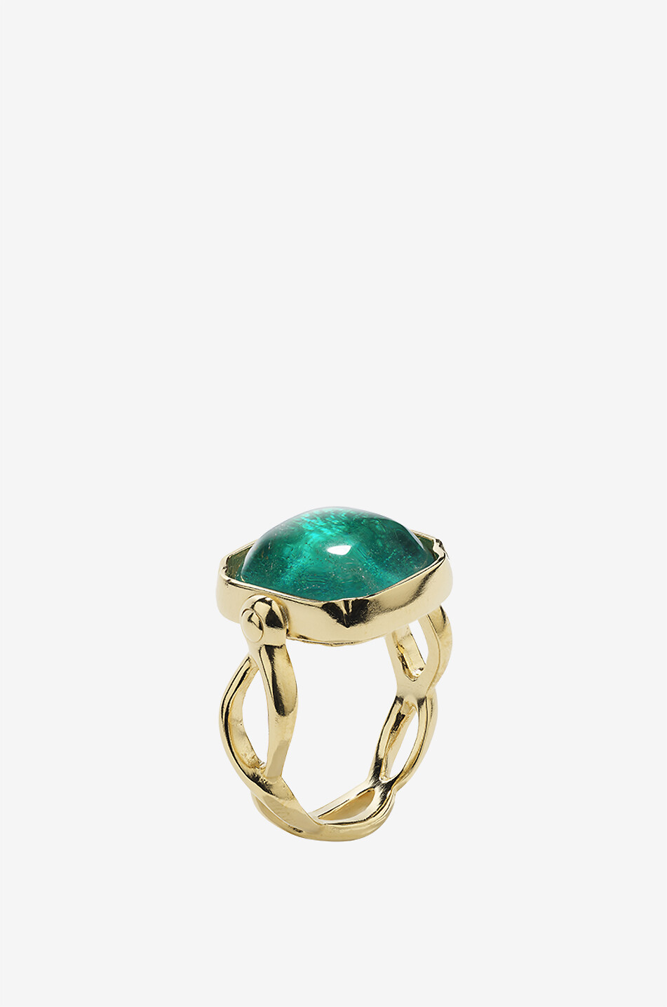 Goldener Ring mit Kristall Cabochon Carrée