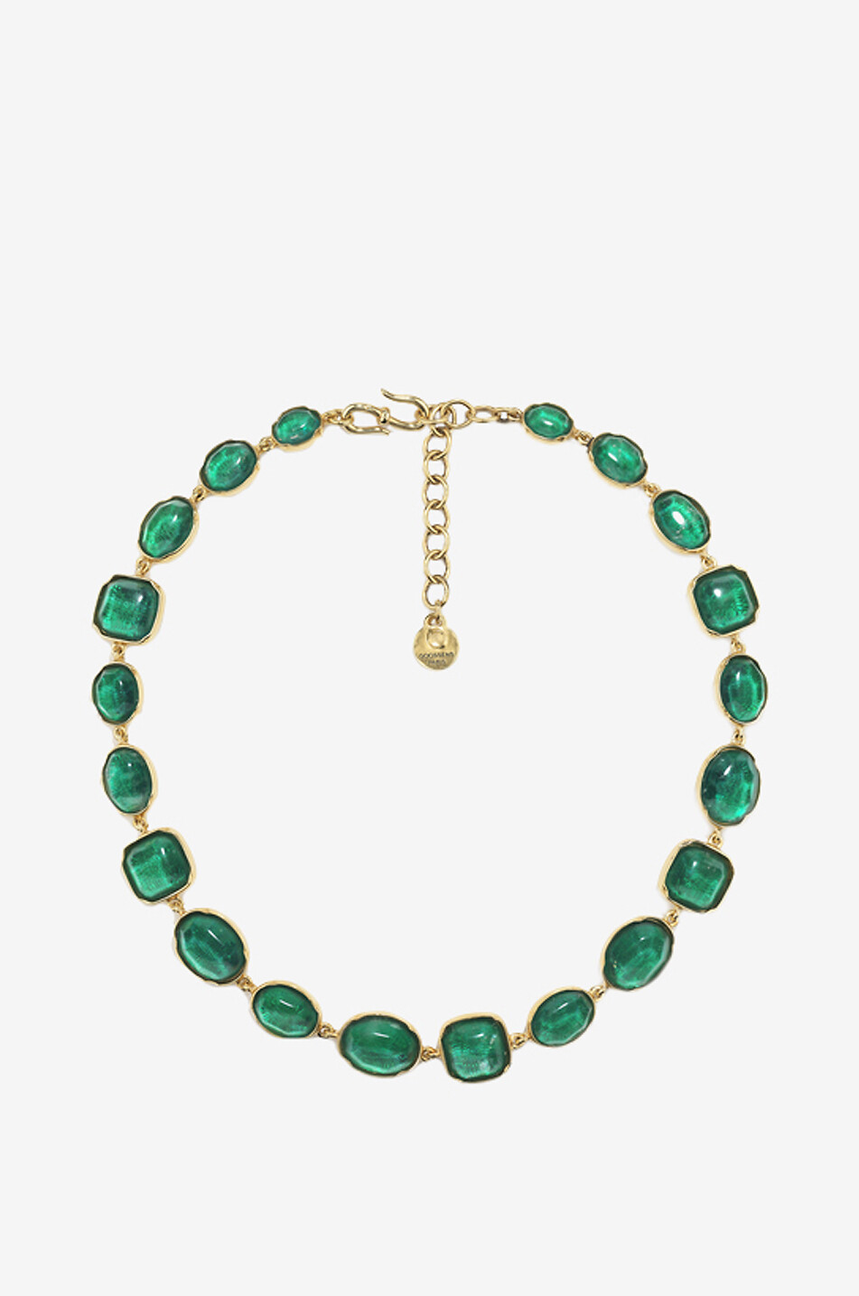 Cabochons gold-plated necklace with coloured crystals