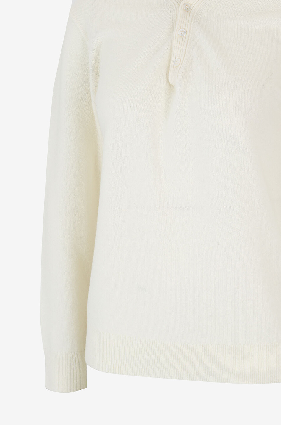 THEORY Pull fin en cachemire à col V boutonné Femme BLANC CASSE 3