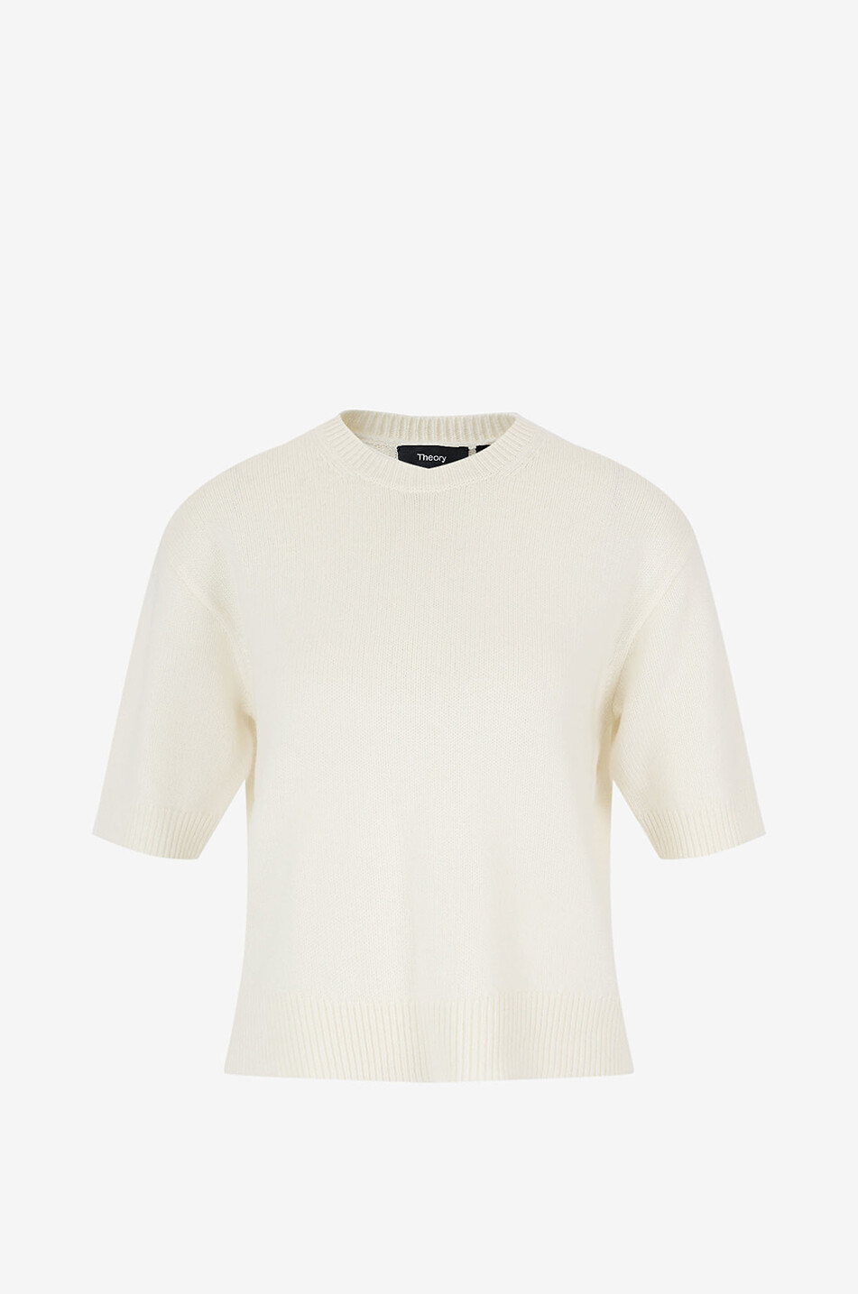 Cropped short-sleeved cashmere jumper