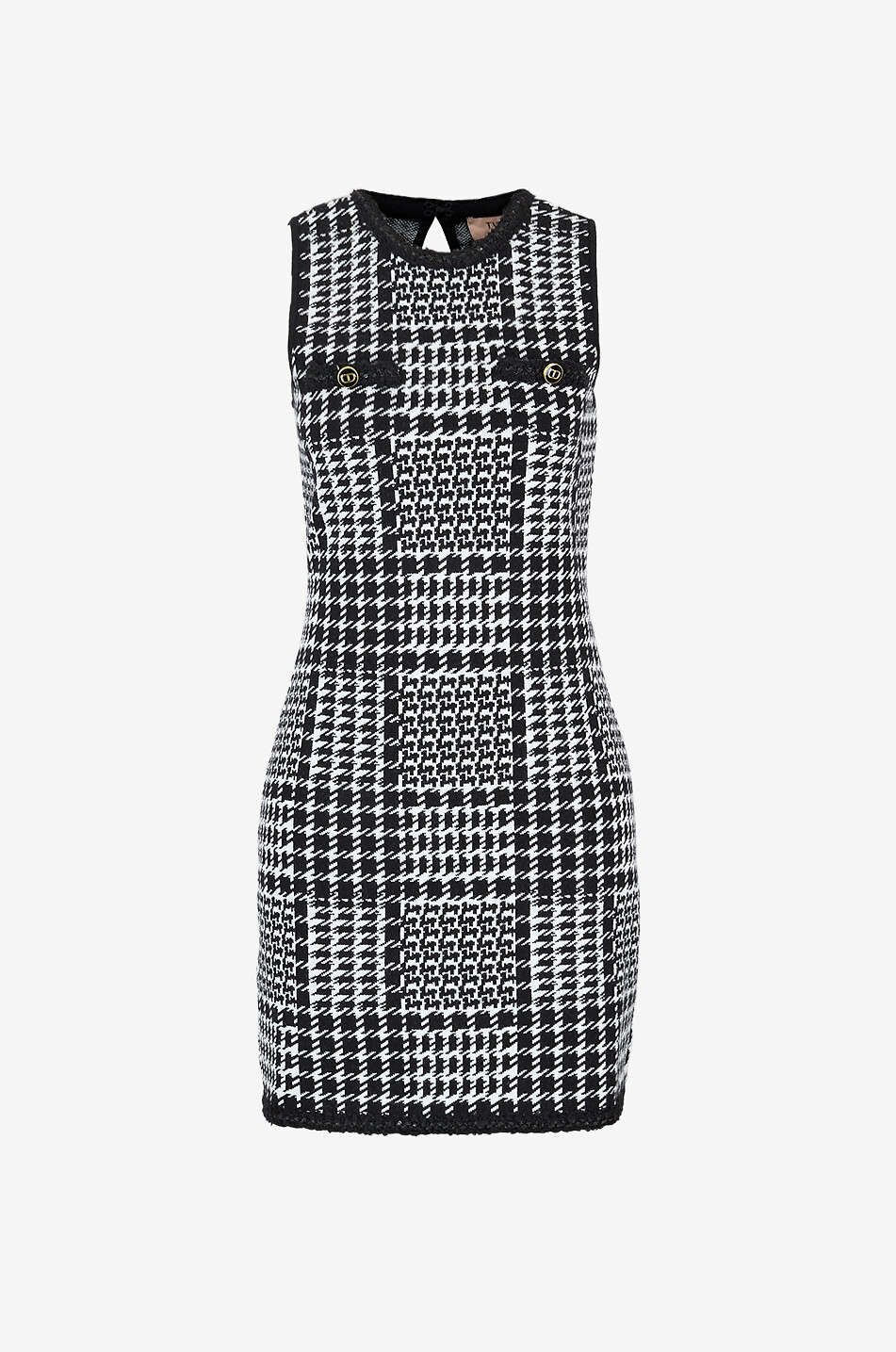 TWINSET Sleeveless glen check knit sheath dress Women BLACK 1