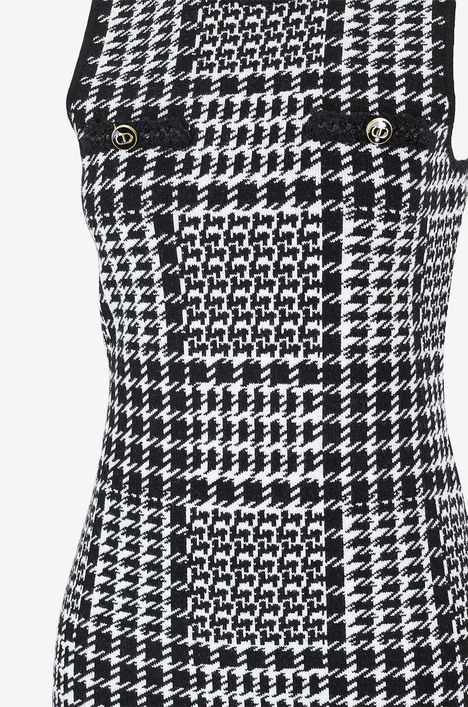 TWINSET Sleeveless glen check knit sheath dress Women BLACK 3