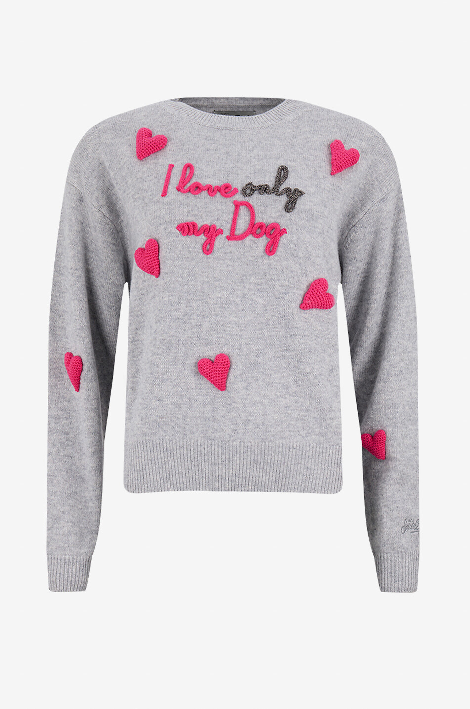 MC2 SAINT BARTH Louise Dog Only embroidered wool and cashmere jumper Women GREY 1