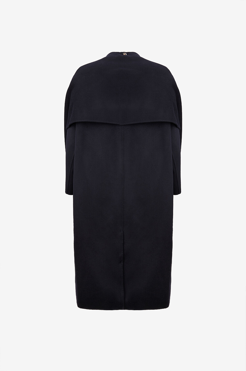 SOEUR Manteau long en laine et son écharpe Finn Femme BLEU FONCE 2