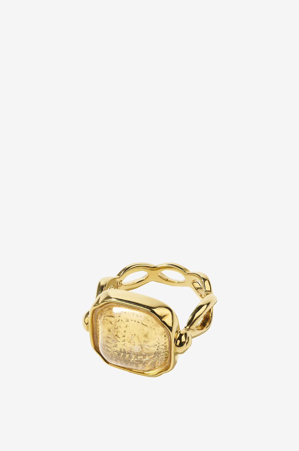 Goldener Ring mit Kristall Cabochon Carrée