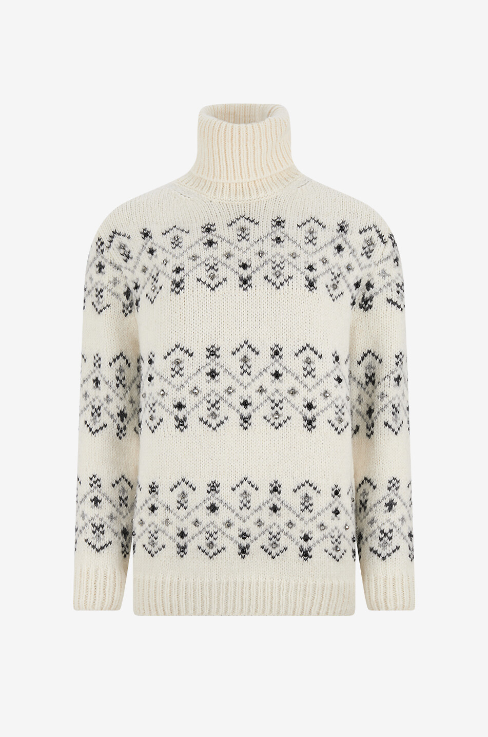 MONCLER Pull jacquard à col roulé en alpaga Dolcevita Femme BLANC 1