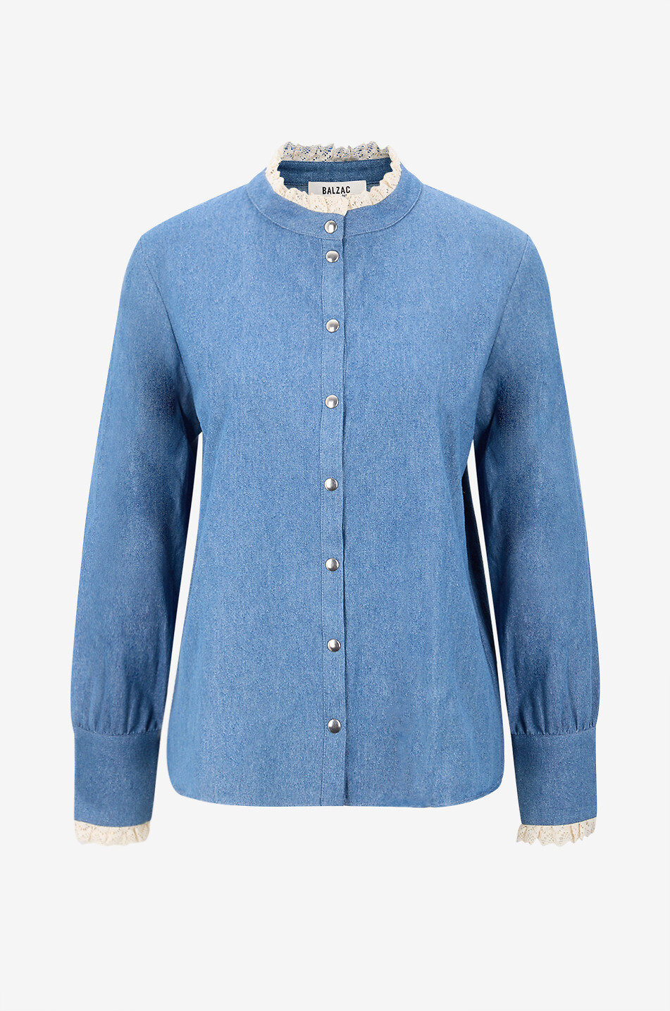 BALZAC PARIS Leopoldine denim and lace shirt Women BLUE 1