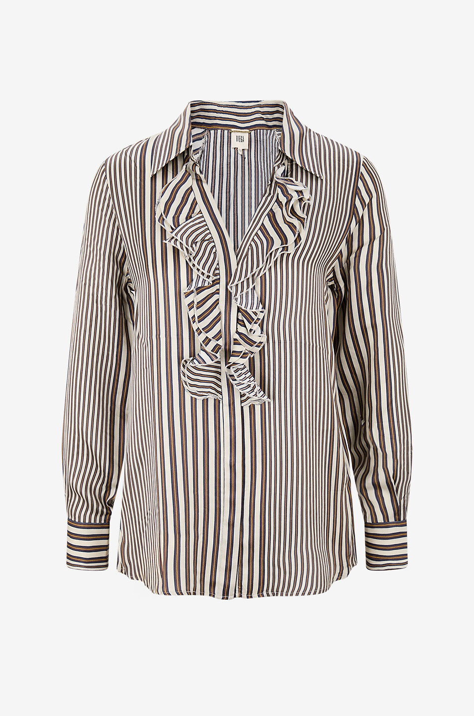 Caramba striped popeline ruffle shirt