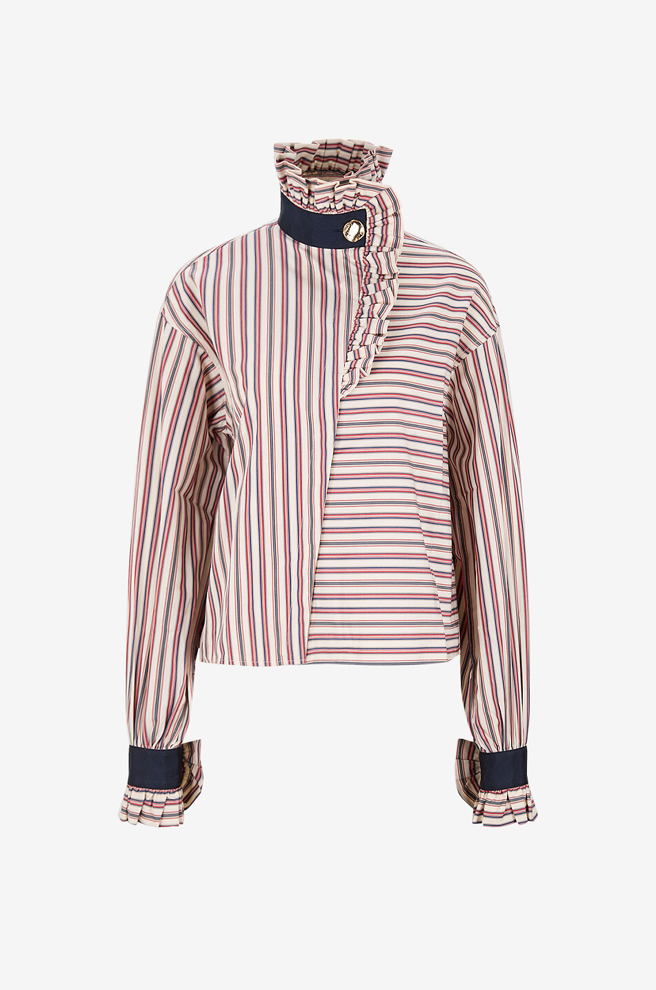 THE LABEL EDITION Popeline-Hemd mit Volantkragen Ezra Damen BUNT 1