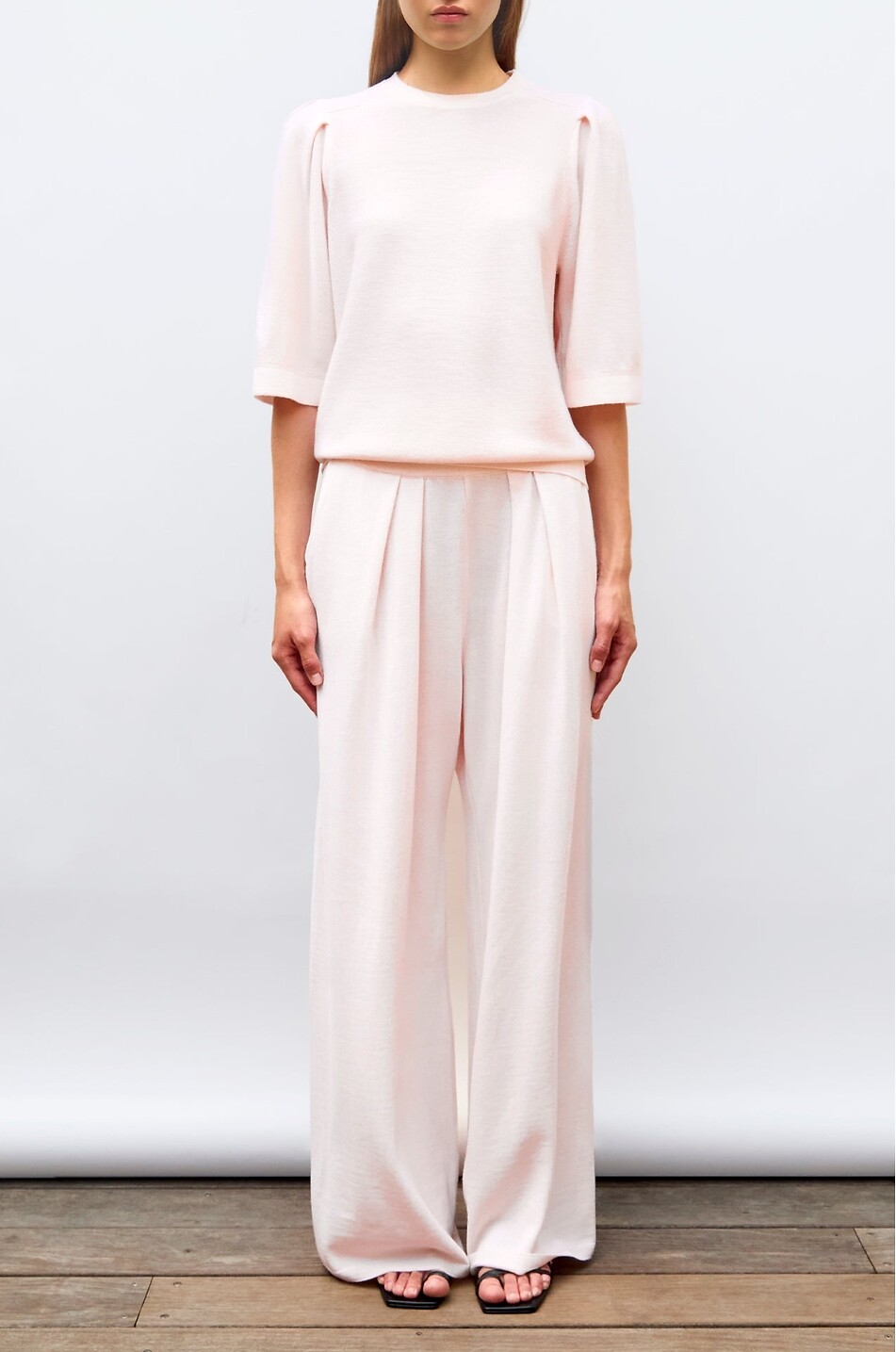 MOLLI Lauren2 wide-leg knit trousers with waistband tucks Women LIGHT PINK 2