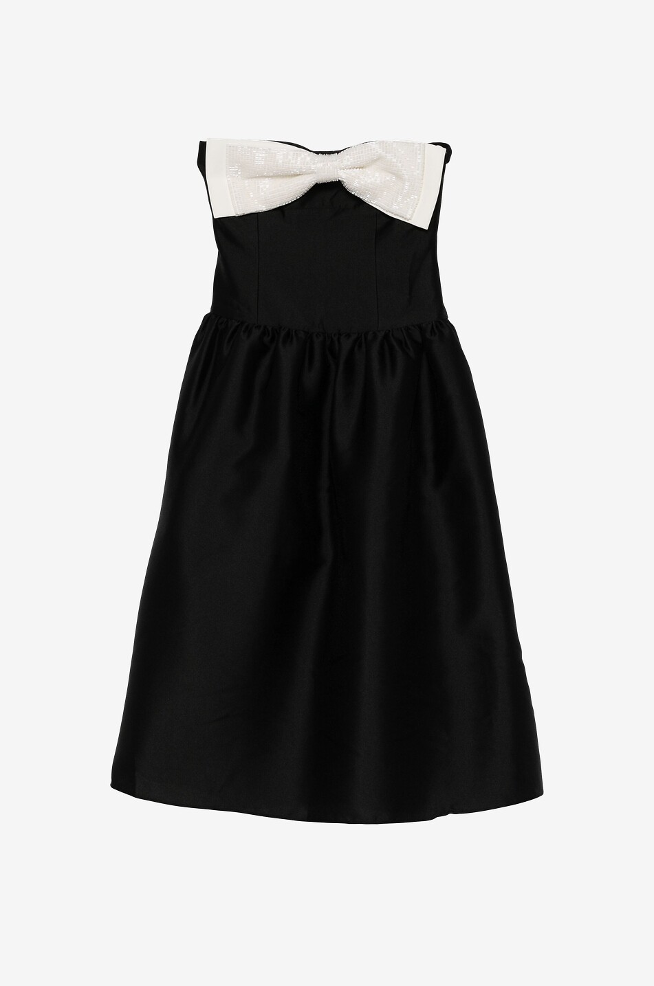 Contrast Bow off-shoulder taffeta midi dress