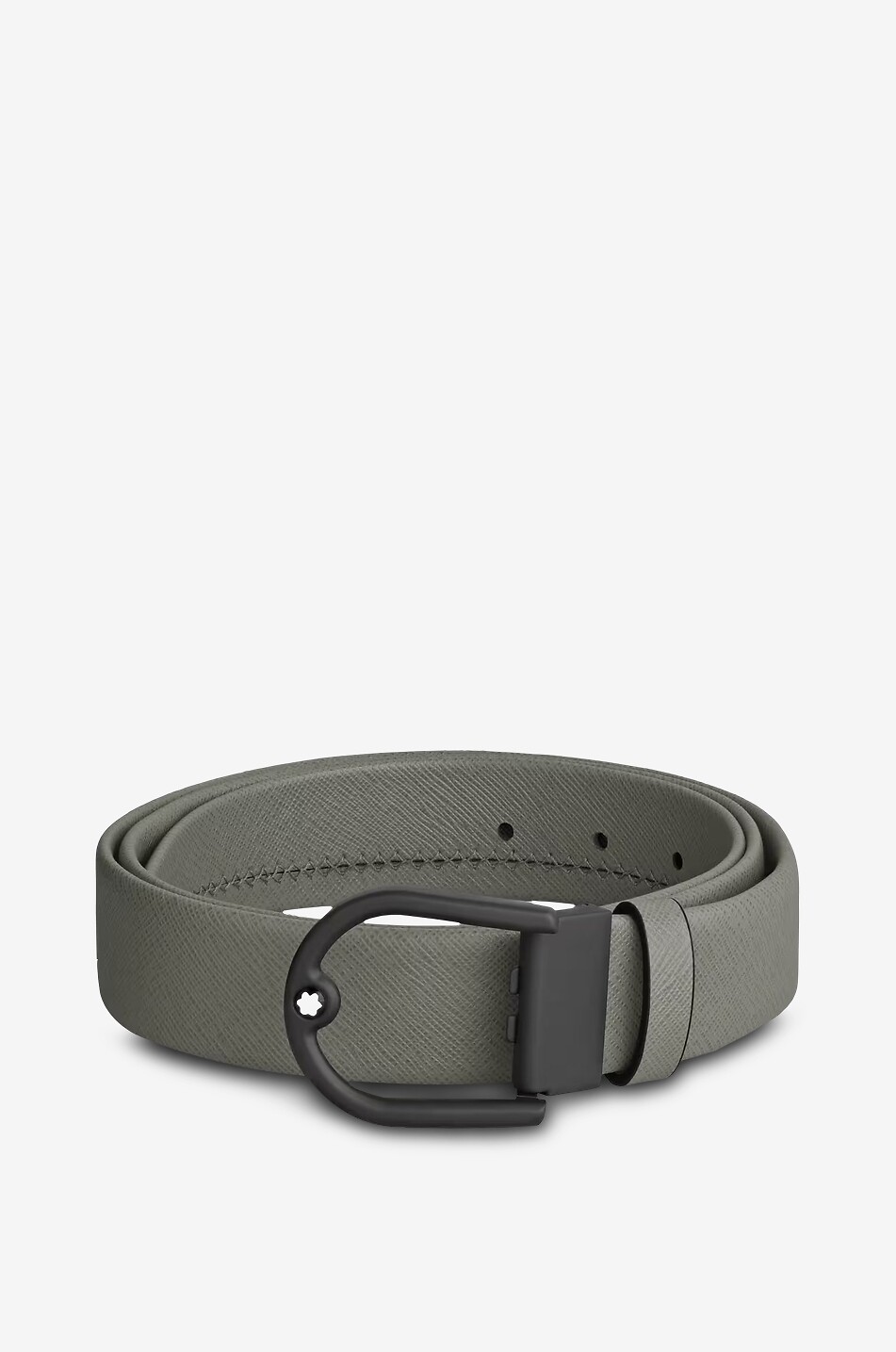 Horseshoe buckle medium grey 35mm leather belt