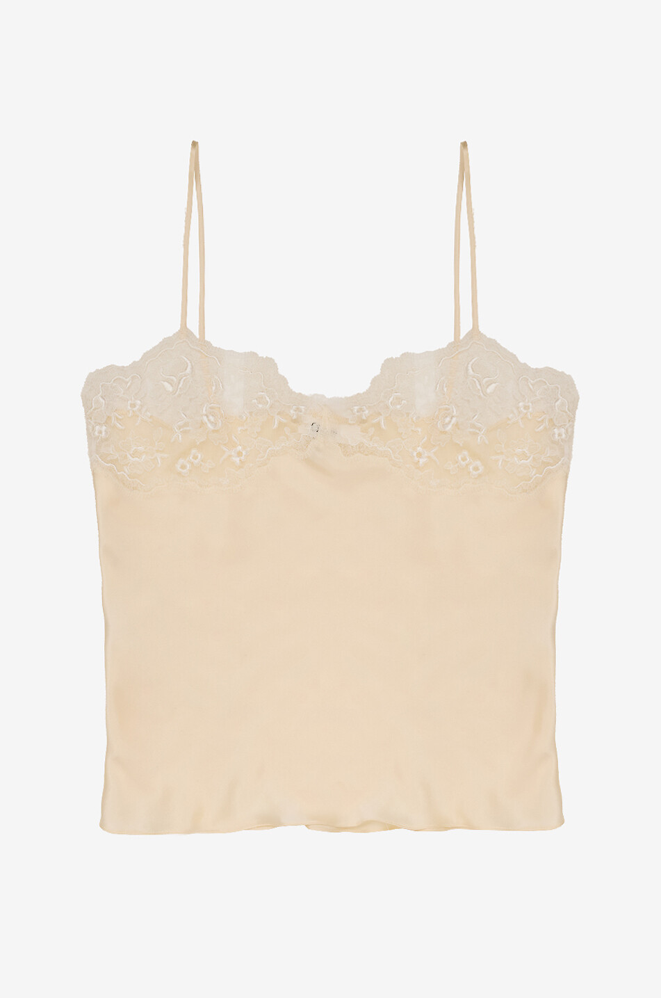 CHLOE Caraco en soie et dentelle à col V et fines bretelles Femme BLANC 1