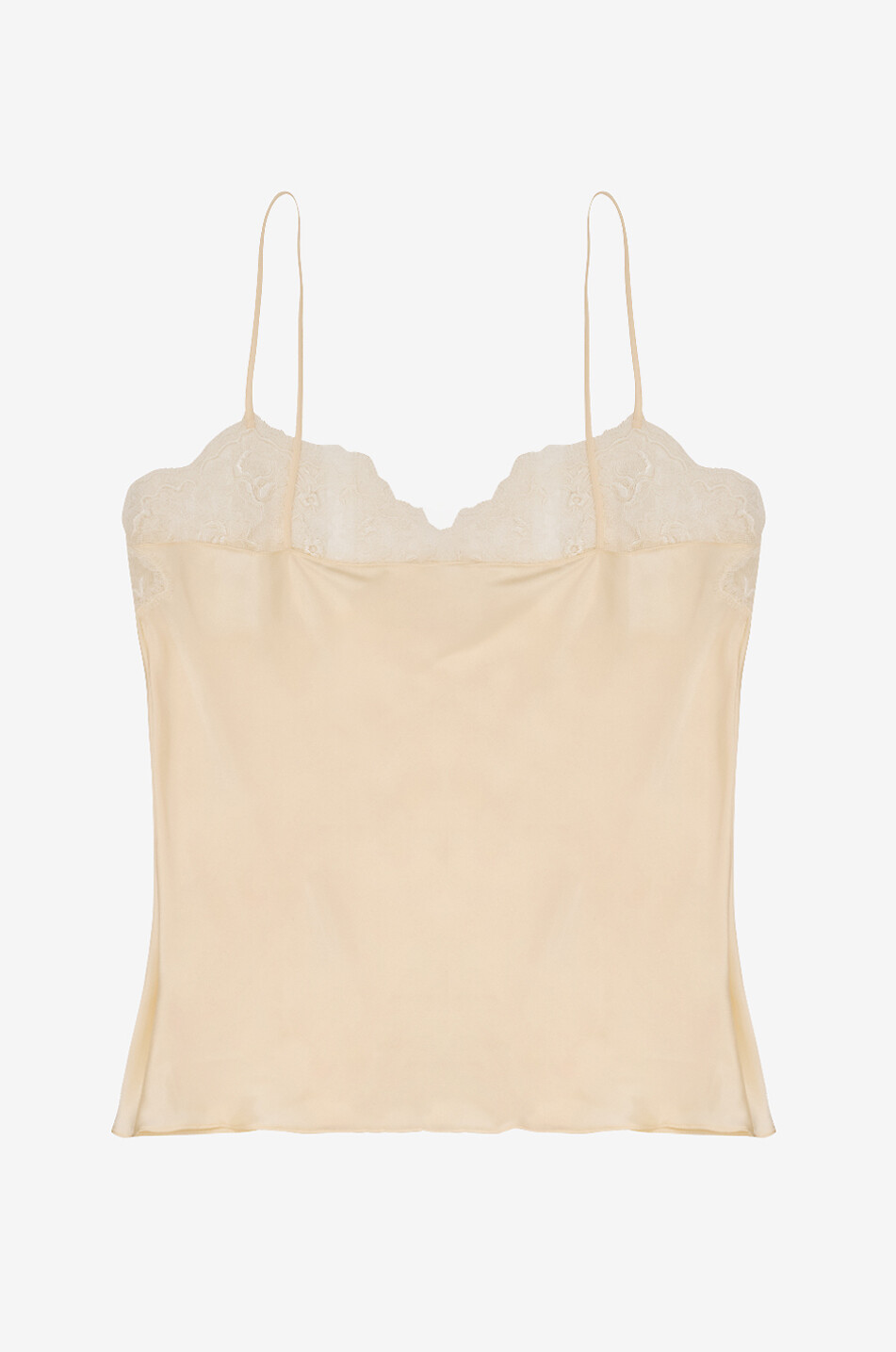 CHLOE Caraco en soie et dentelle à col V et fines bretelles Femme BLANC 2