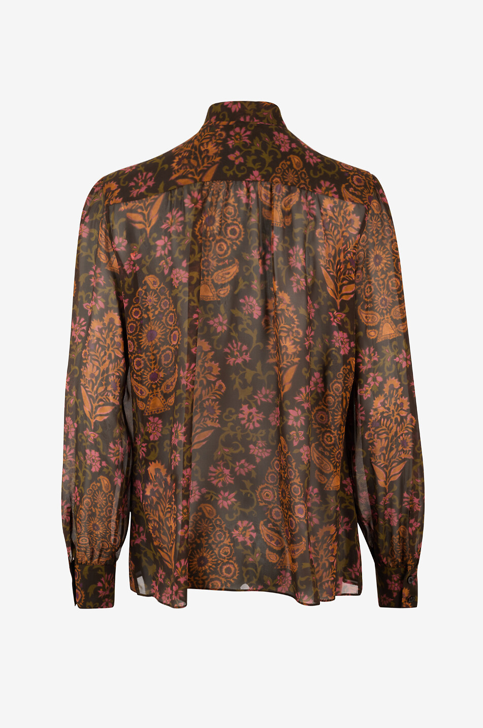 GIAMBATTISTA VALLI Paisley-printed silk blouse with necktie Women BROWN 2