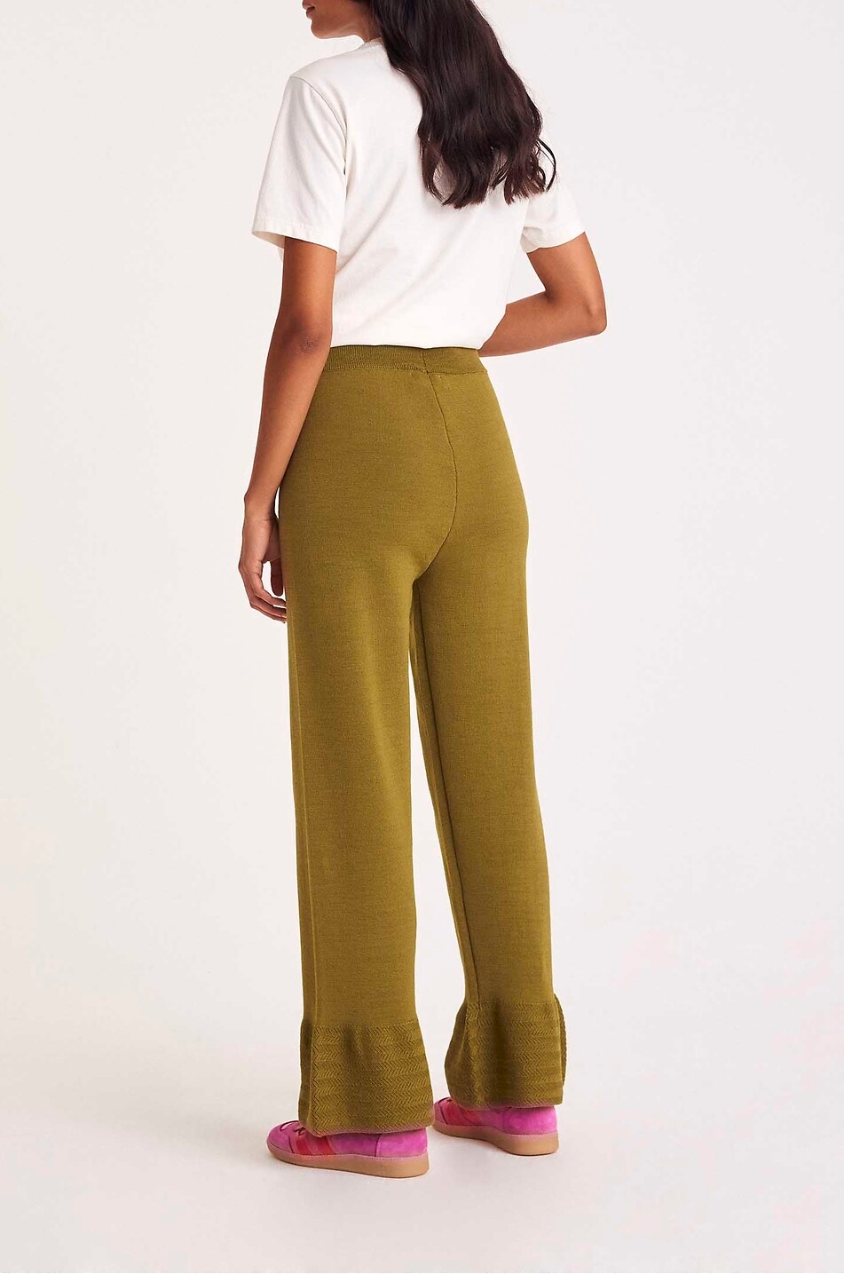 BALZAC PARIS Pantalon en maille à chevilles volantées Léon Femme VERT 4