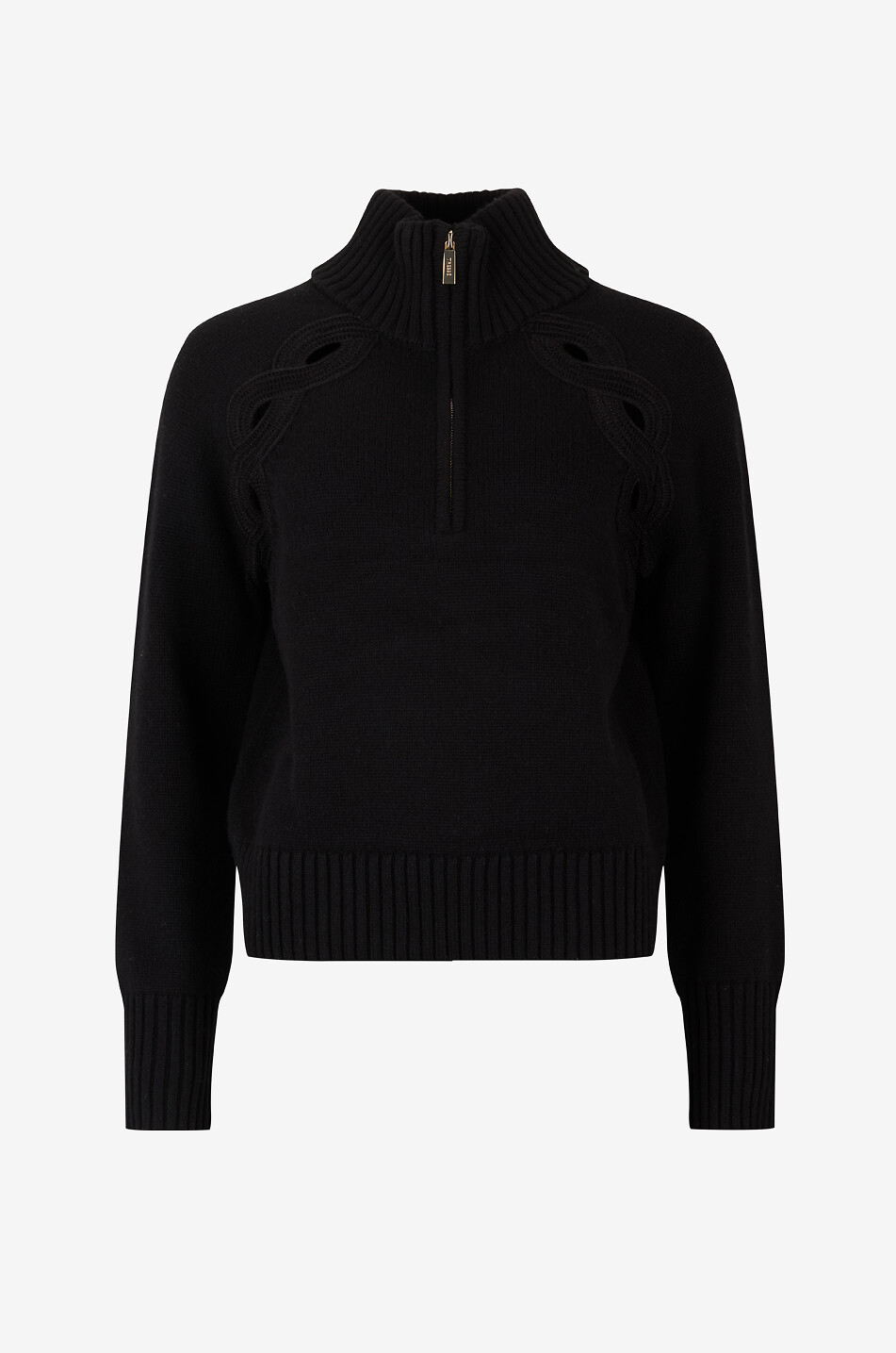 TRESSE PARIS Pull à col montant zippé en laine et cachemireMonfor Femme NOIR 1
