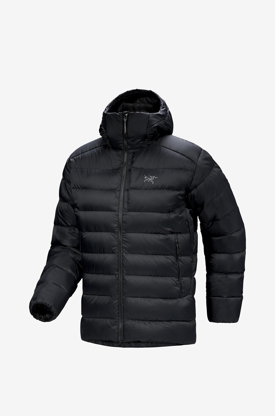 Kurze Nylon-Daunenjacke mit Kapuze Thorium