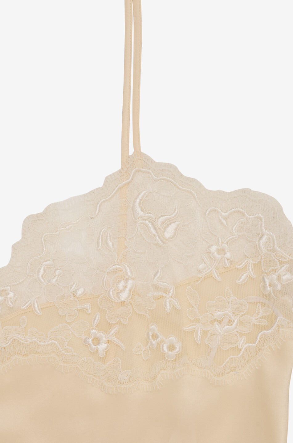 CHLOE Caraco en soie et dentelle à col V et fines bretelles Femme BLANC 3