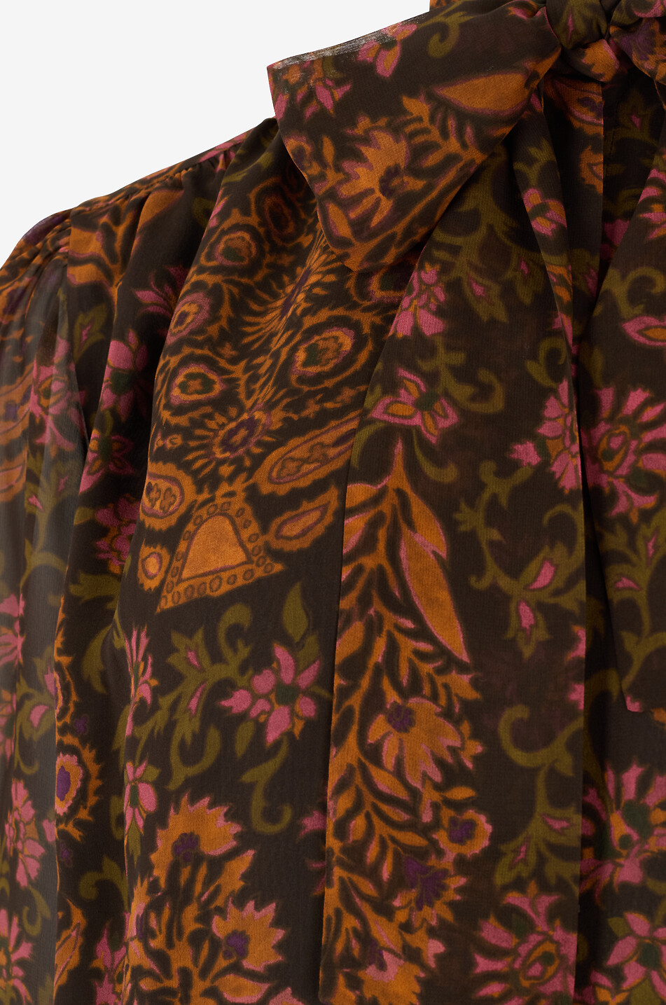 GIAMBATTISTA VALLI Paisley-printed silk blouse with necktie Women BROWN 3