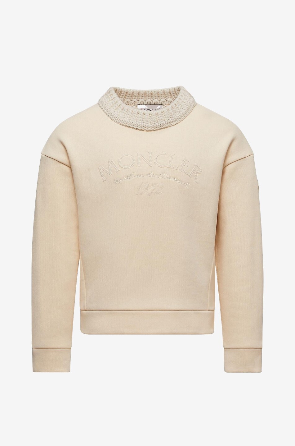 MONCLER Sweat-shirt brodé détail maille fille Fille Beige clair 1