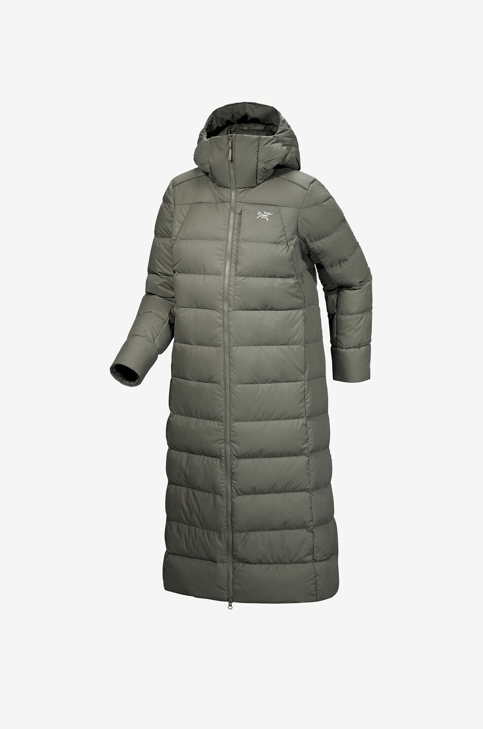 Thorium long quilted hooded technical fabric parka