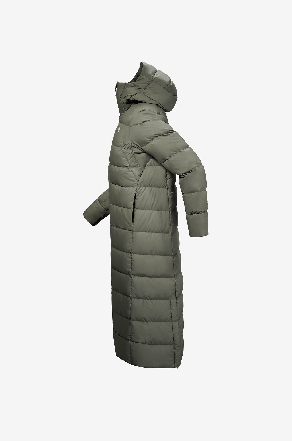 ARC'TERYX Thorium long quilted hooded technical fabric parka Women KHAKI 2