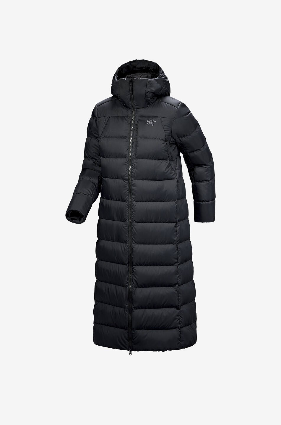 ARC'TERYX Thorium long quilted hooded technical fabric parka Women BLACK 1