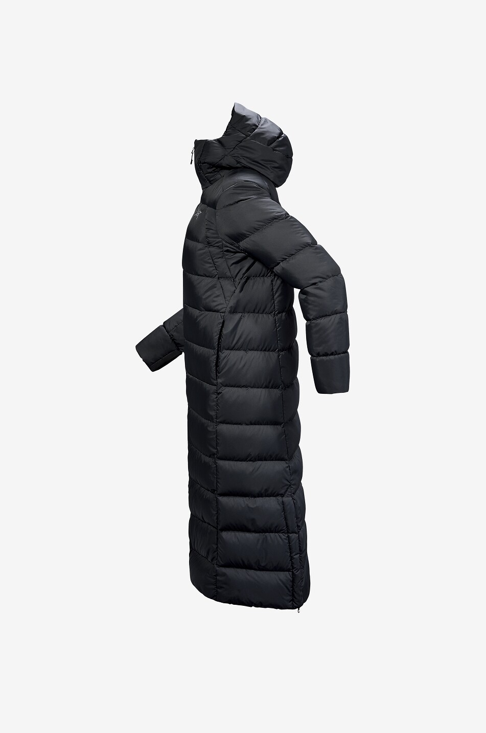 ARC'TERYX Thorium long quilted hooded technical fabric parka Women BLACK 2