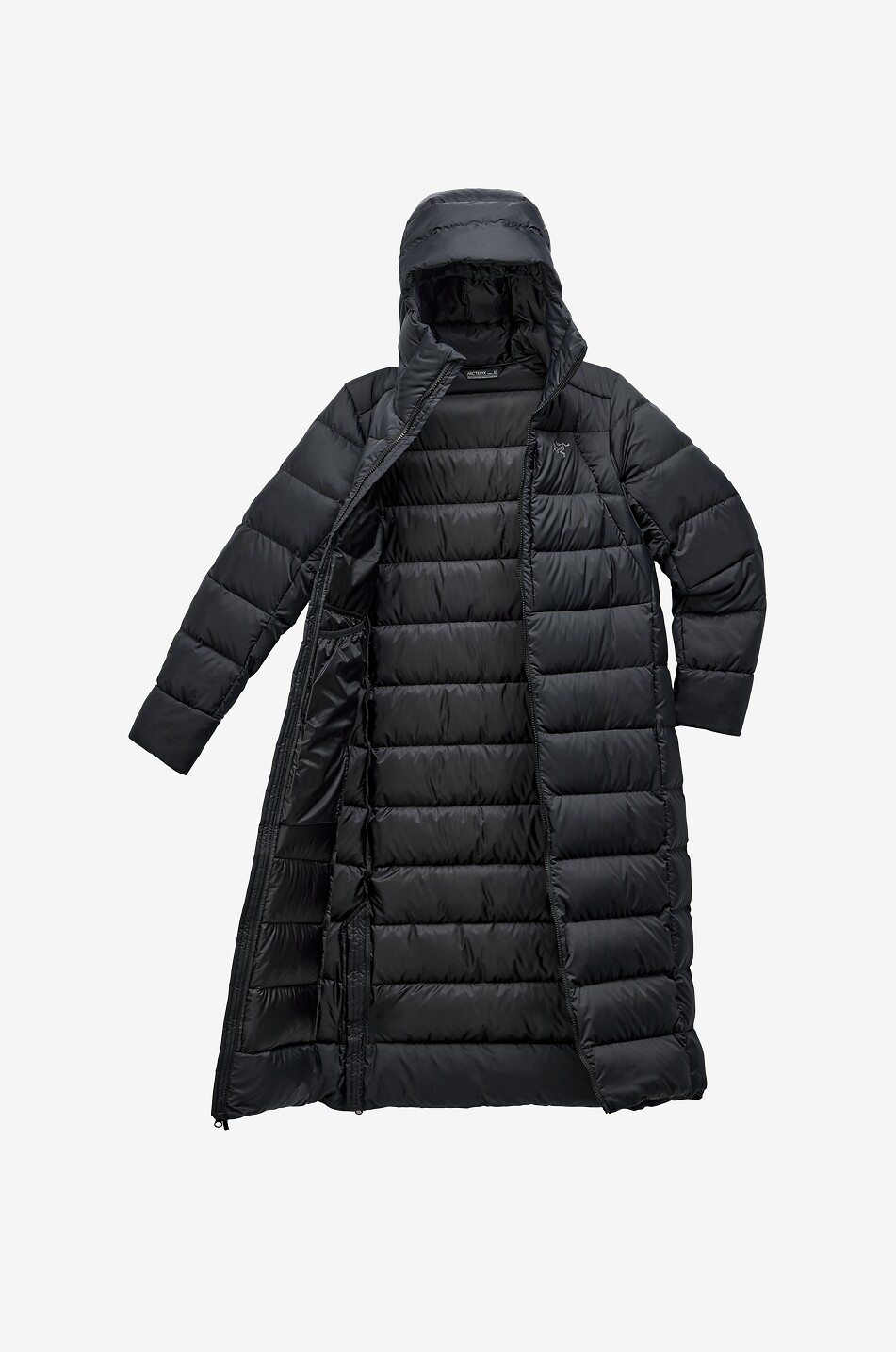 ARC'TERYX Thorium long quilted hooded technical fabric parka Women BLACK 9
