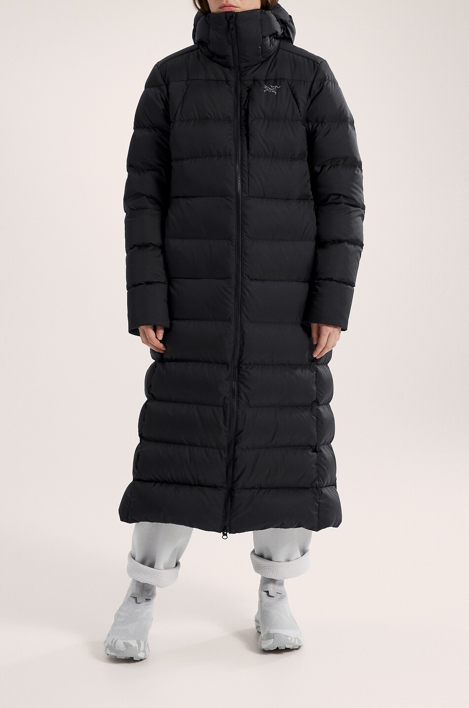 ARC'TERYX Thorium long quilted hooded technical fabric parka Women BLACK 3