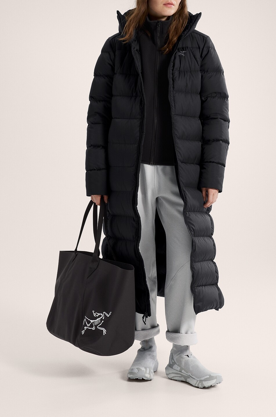 ARC'TERYX Thorium long quilted hooded technical fabric parka Women BLACK 6