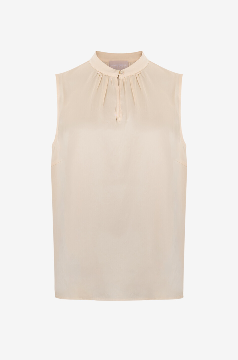 HEMISPHERE Top sans manches en satin de soie à col mao Femme BEIGE 1