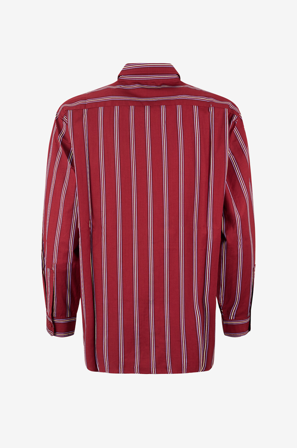 REFORMATION Eli striped oversize cotton popeline shirt Women DARK RED 2