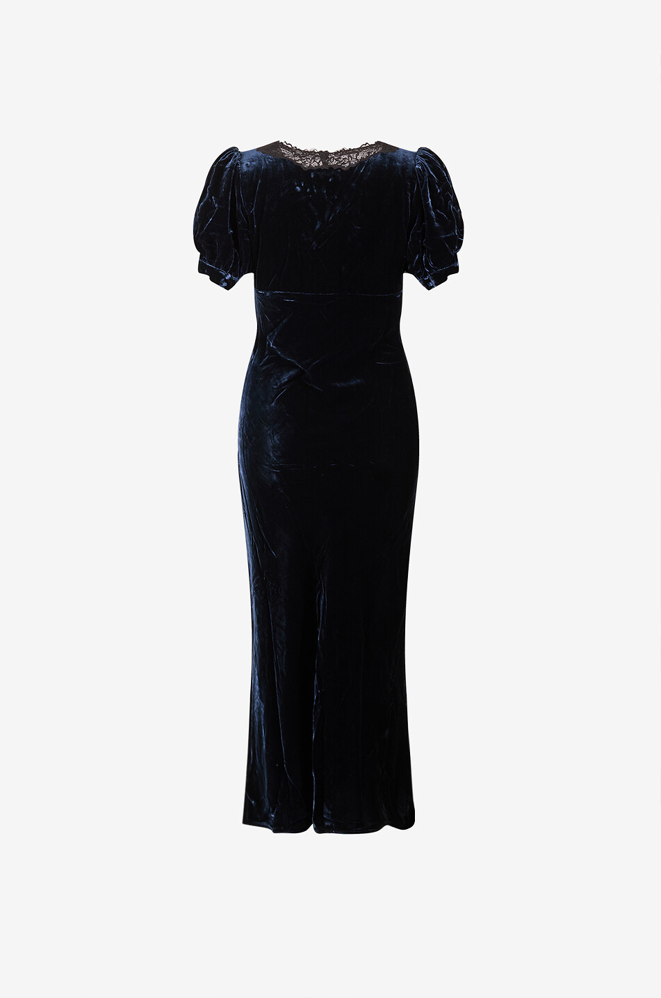 REFORMATION Camille puff sleeve velvet long dress Women DARK BLUE 2