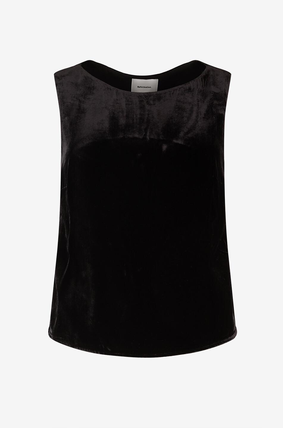 REFORMATION Top sans manches en velours à col rond Evelina Femme NOIR 1