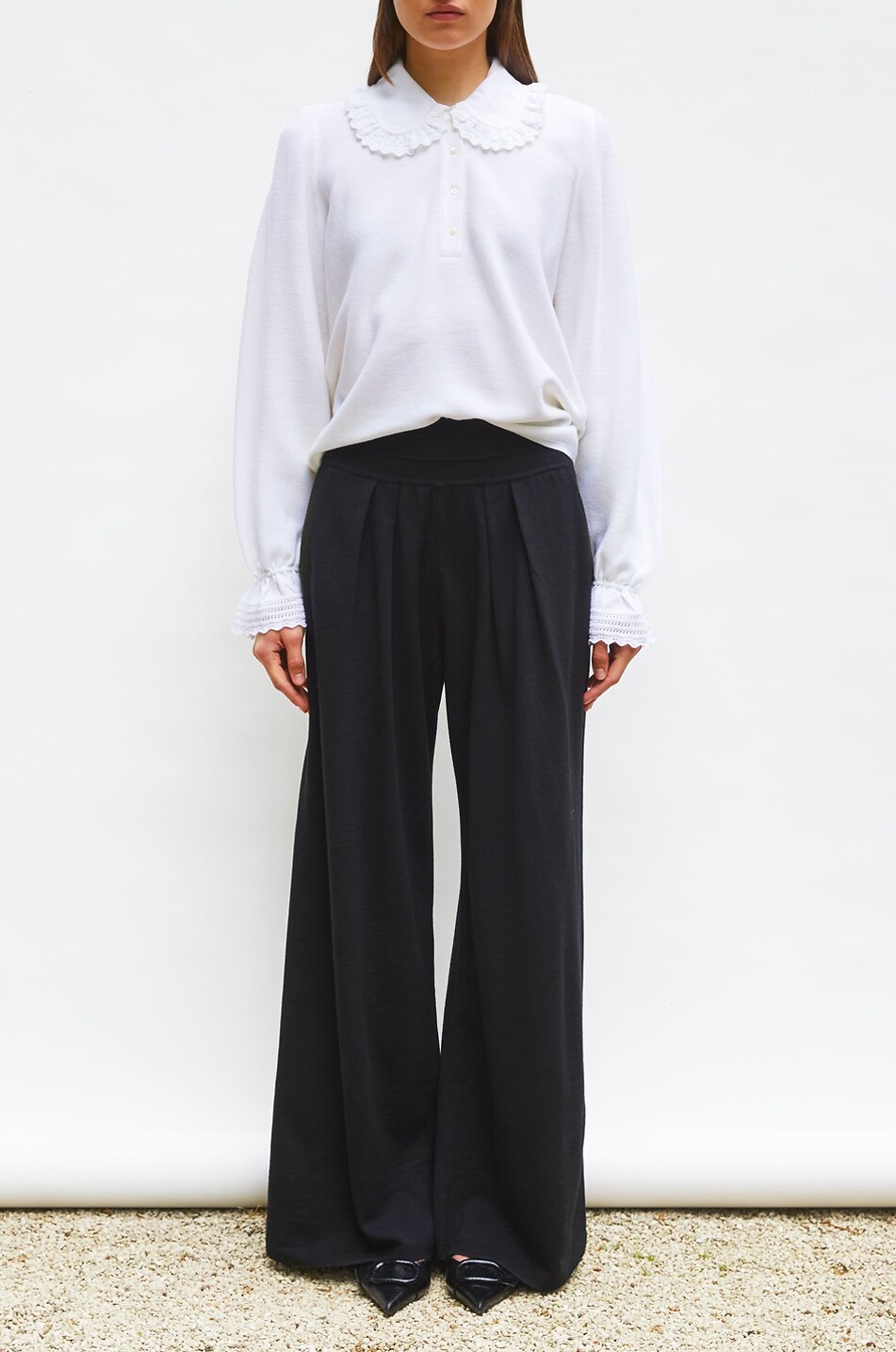 MOLLI Pantalon à pinces large en maille Lauren2 Femme NOIR 3