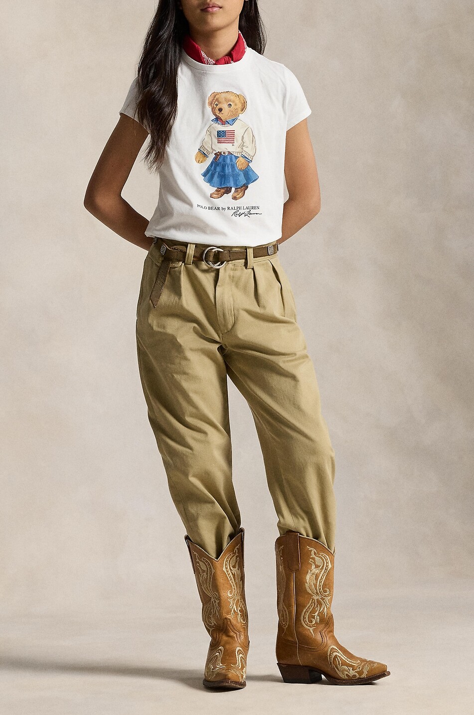 POLO RALPH LAUREN Polo Bear Cowgirl girls' short-sleeved T-shirt Girl WHITE 3