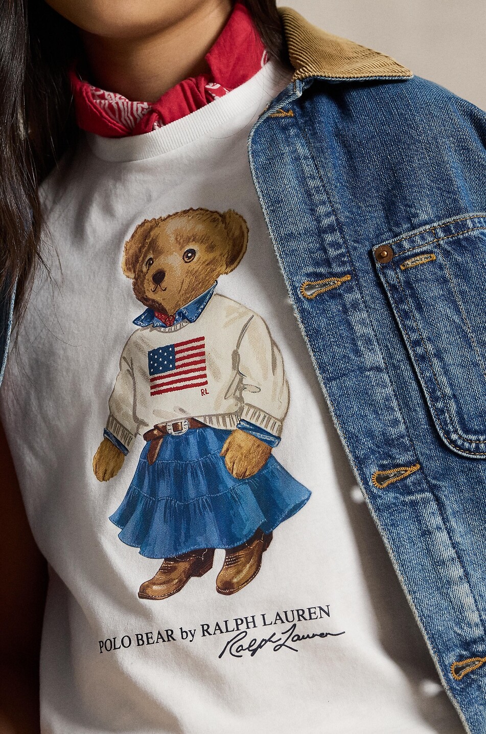POLO RALPH LAUREN Polo Bear Cowgirl girls' short-sleeved T-shirt Girl WHITE 5