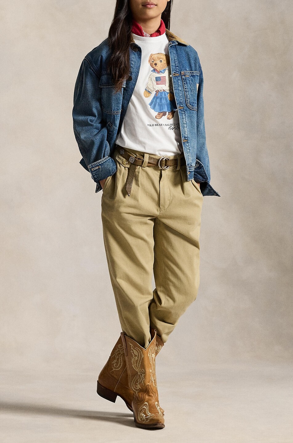 POLO RALPH LAUREN Polo Bear Cowgirl girls' short-sleeved T-shirt Girl WHITE 6