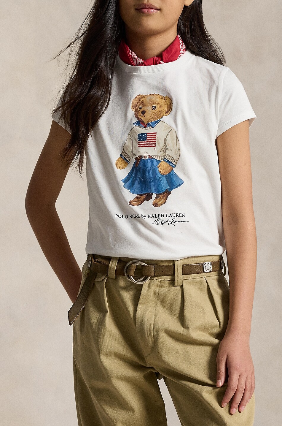 POLO RALPH LAUREN Polo Bear Cowgirl girls' short-sleeved T-shirt Girl WHITE 7