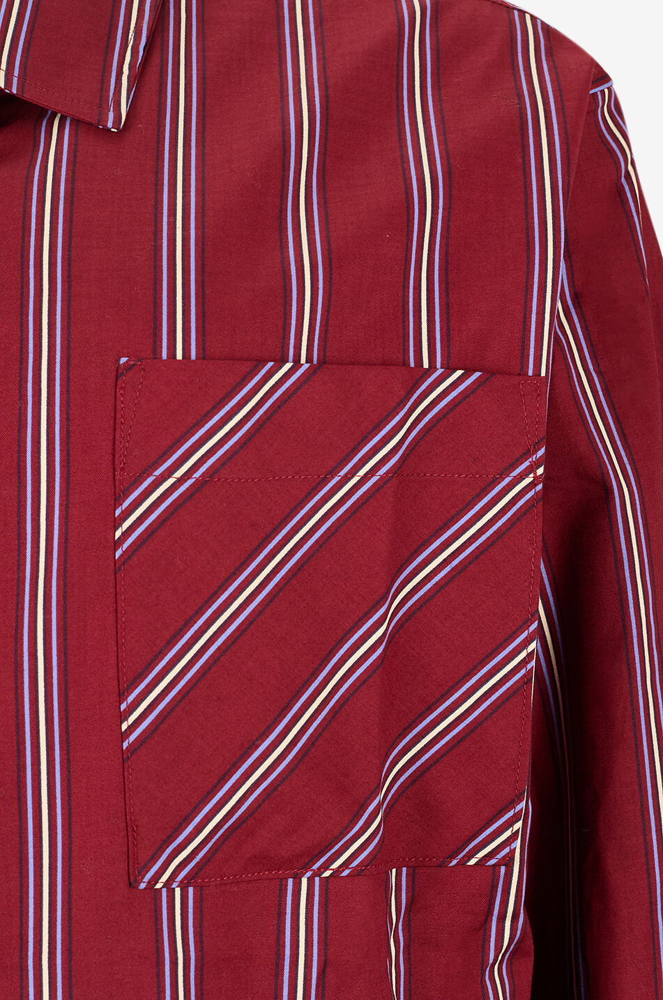REFORMATION Eli striped oversize cotton popeline shirt Women DARK RED 3