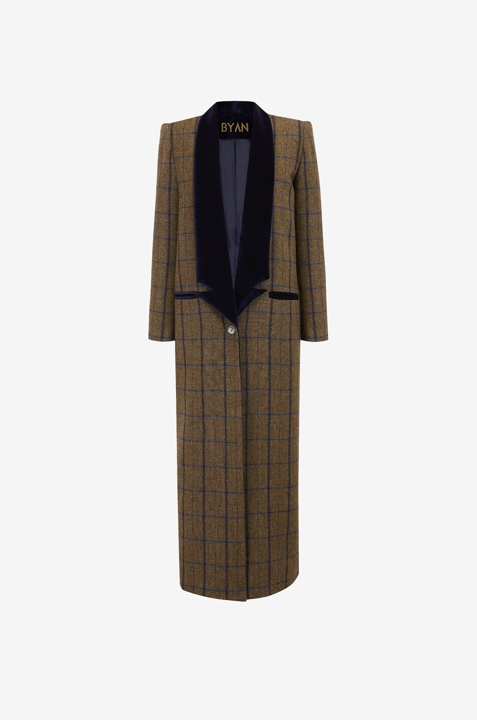 BYAN Alan checked wool long coat with velvet Women MULTI COLOURED 1