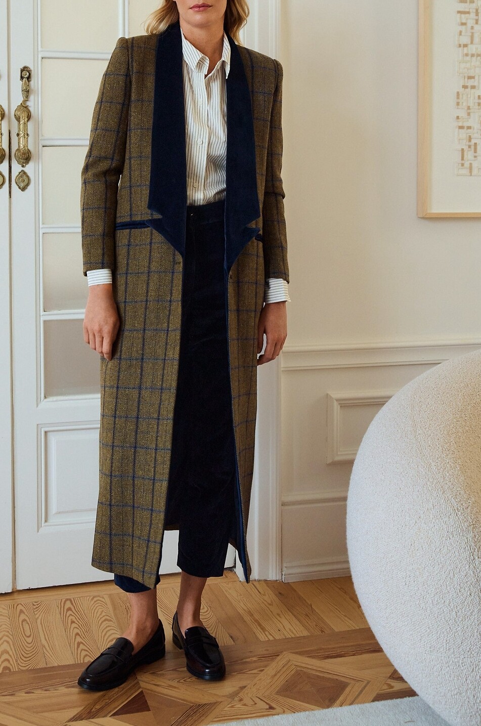 BYAN Alan checked wool long coat with velvet Women MULTI COLOURED 3