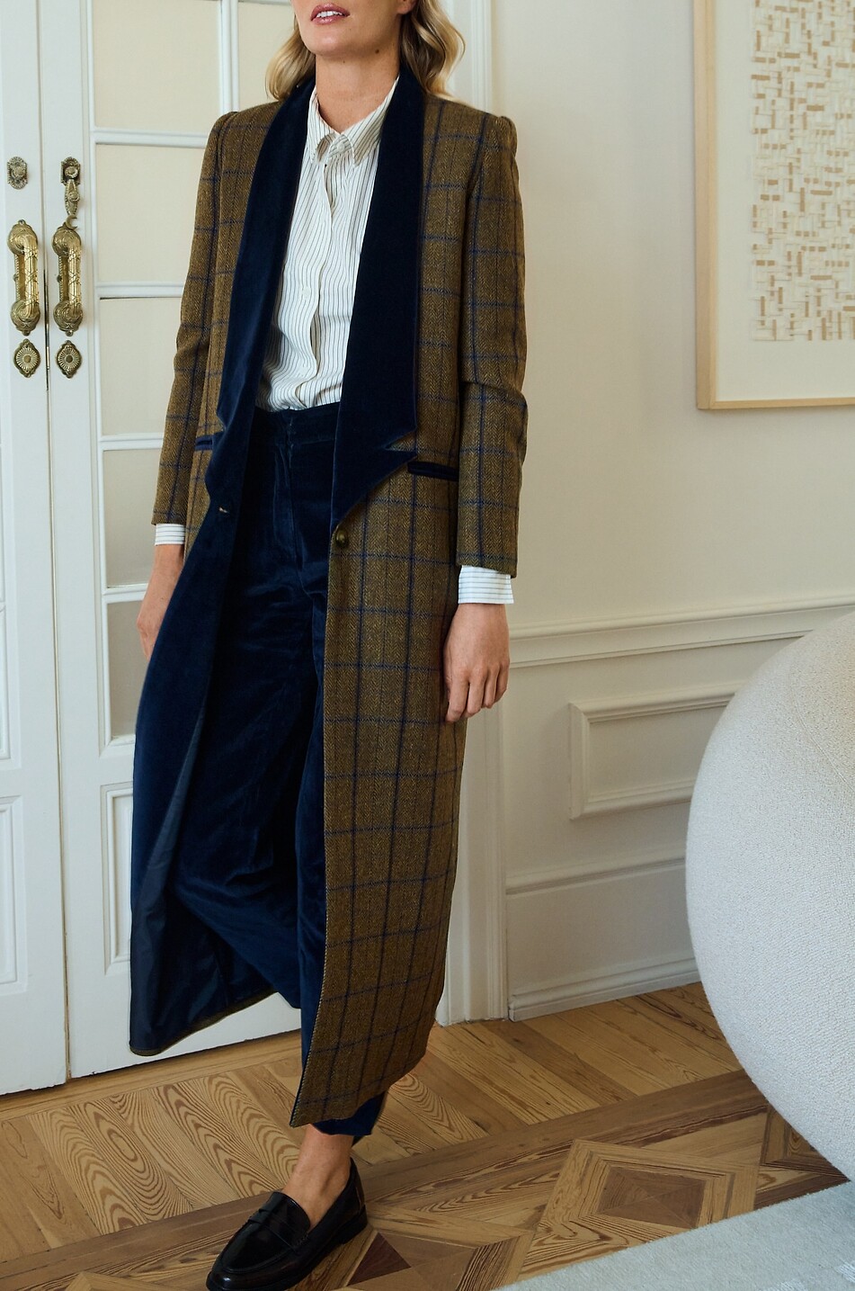 BYAN Alan checked wool long coat with velvet Women MULTI COLOURED 4