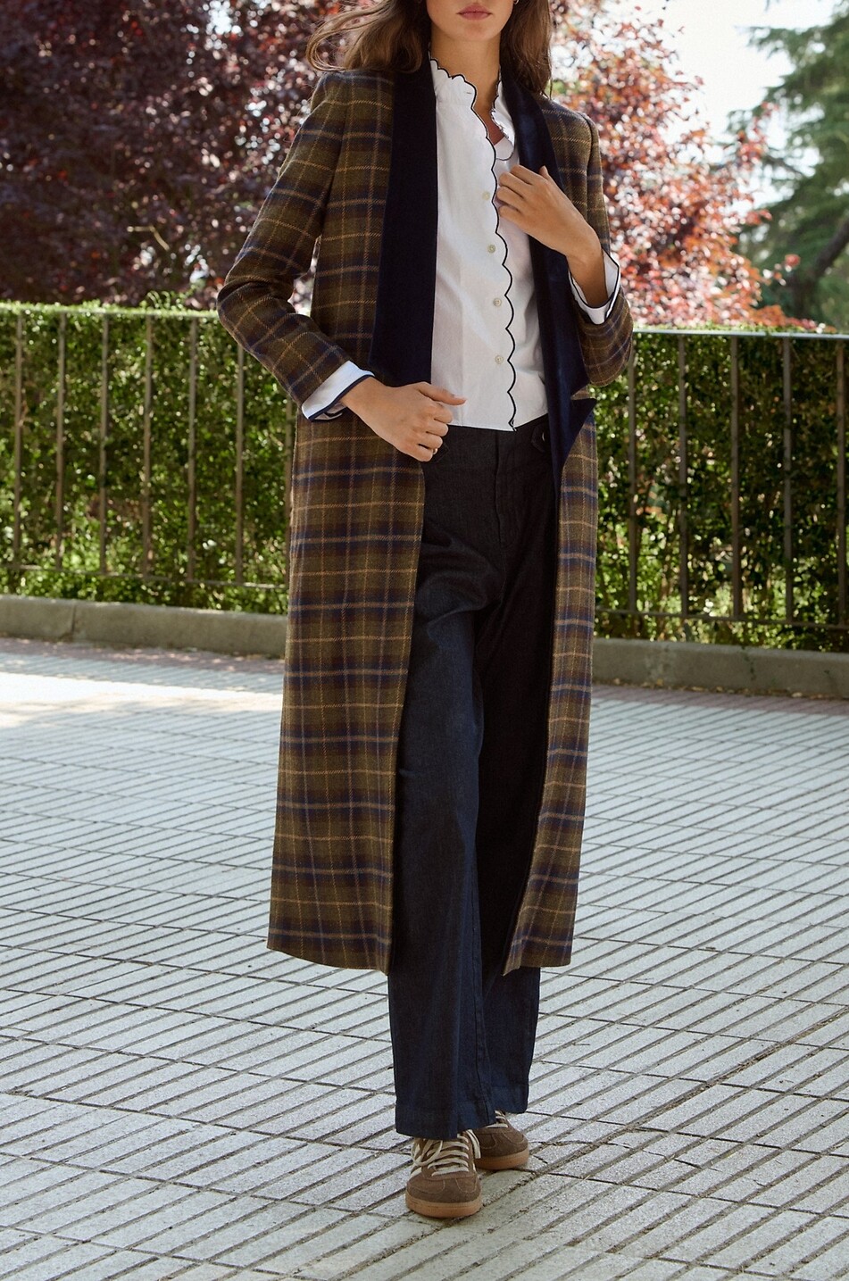 BYAN Gaspar checked wool long coat with velvet Women MULTI COLOURED 3